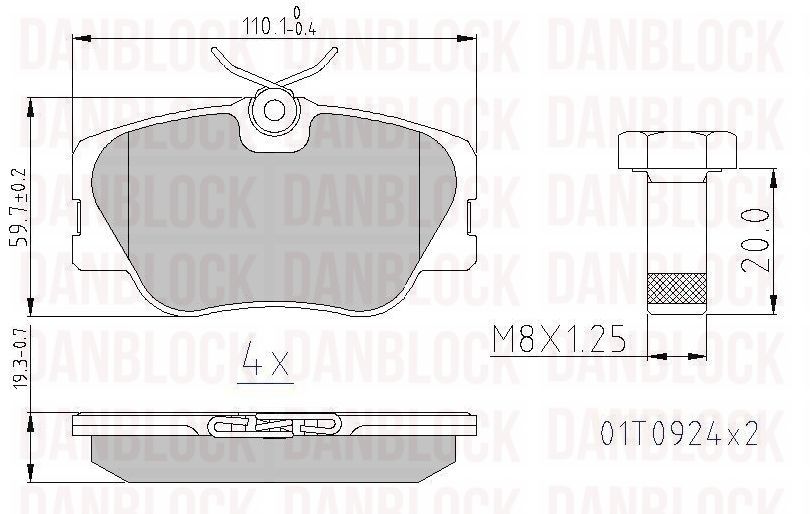 Kit de plaquettes de frein, frein à disque DANBLOCK DB 510129