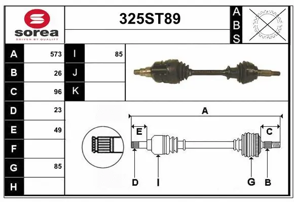Arbre de transmission STARTCAR 325ST89