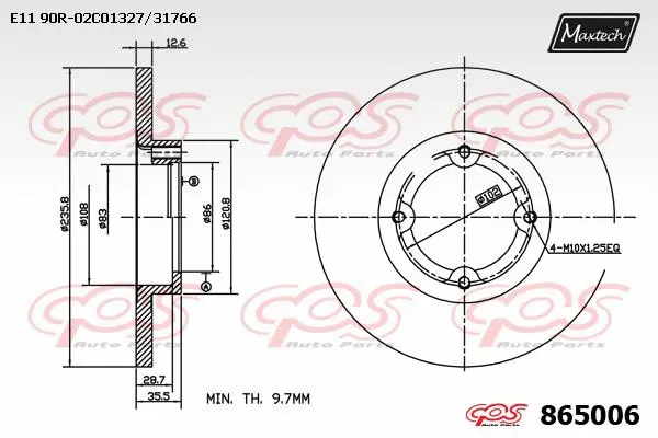 Disque de frein MAXTECH 865006