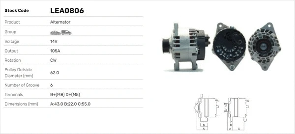 Alternateur LUSA LEA0806