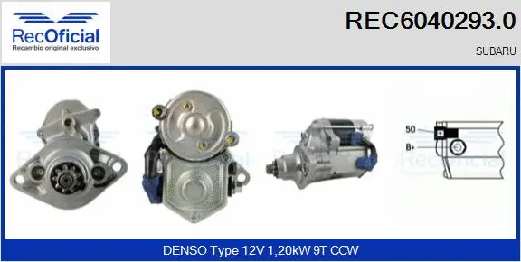 Démarreur RECOFICIAL REC6040293.0
