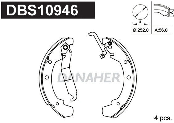 Jeu de mâchoires de frein DANAHER DBS11166A