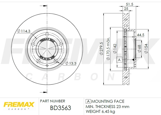 Disque de frein FREMAX BD-3563