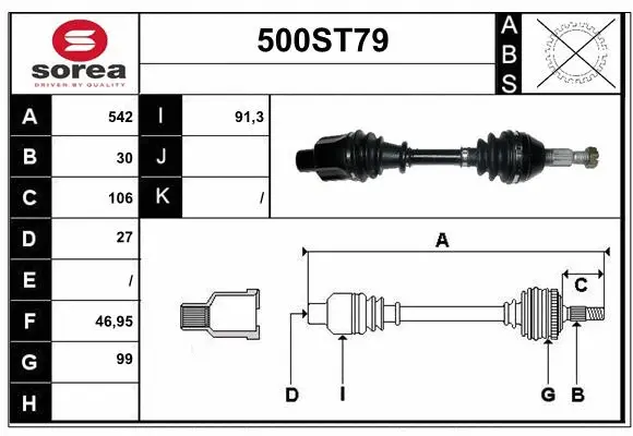 Arbre de transmission STARTCAR 500ST79
