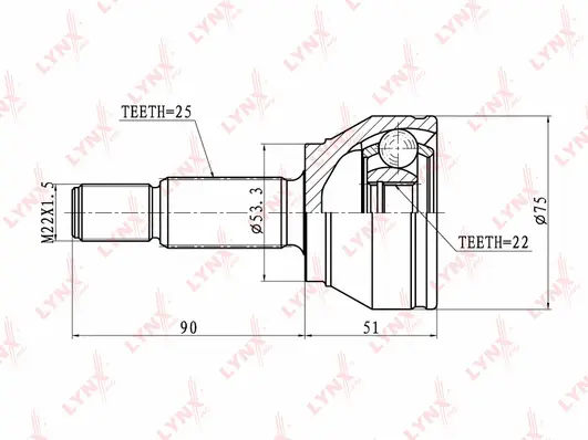 Jeu de joints, arbre de transmission LYNXAUTO CO-2804