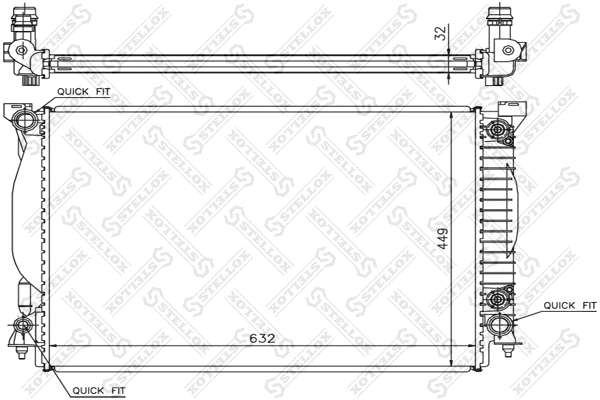 Radiateur, refroidissement du moteur STELLOX 10-25517-SX