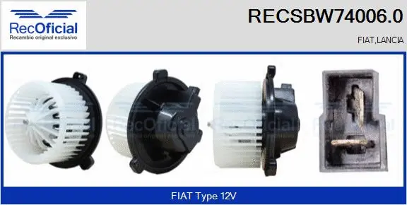 Pulseur d'air habitacle RECOFICIAL RECSBW74006.0