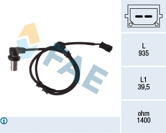 Capteur, vitesse de roue FAE 78071