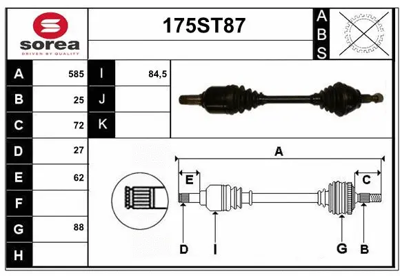 Arbre de transmission STARTCAR 175ST87