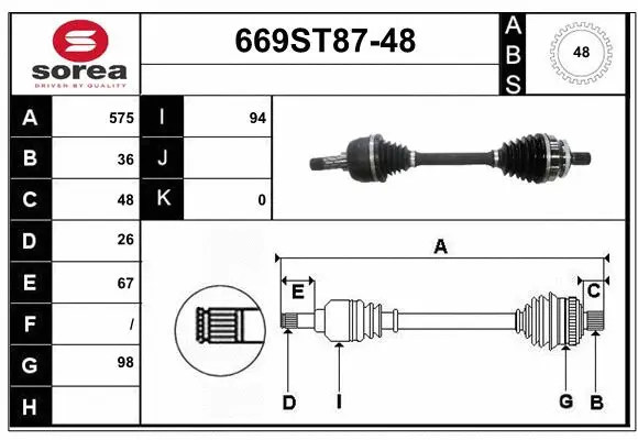 Arbre de transmission STARTCAR 669ST87-48