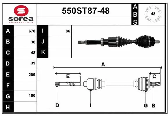 Arbre de transmission STARTCAR 550ST87-48