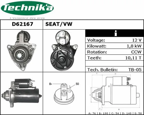 Démarreur Technika D62167