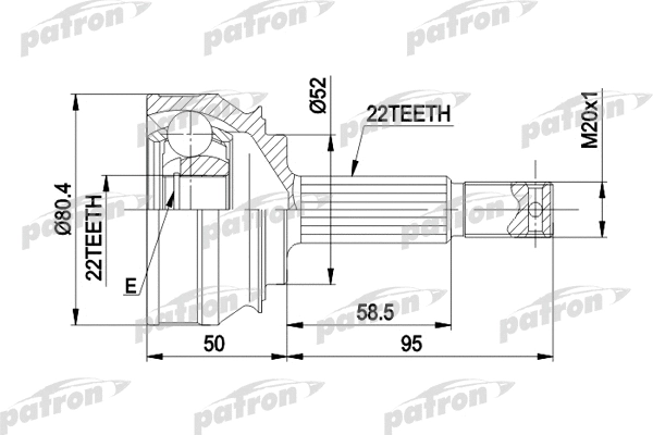 Jeu de joints, arbre de transmission PATRON PCV1007