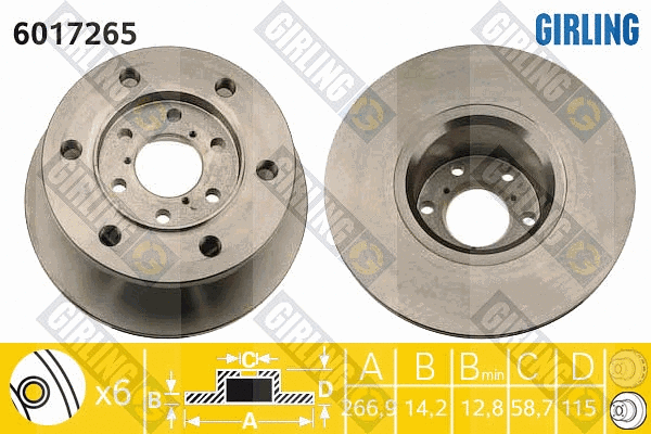 Disque de frein GIRLING 6017265