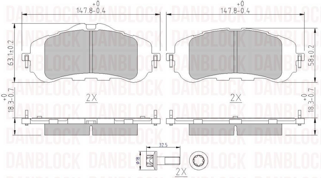 Kit de plaquettes de frein, frein à disque DANBLOCK DB 511173