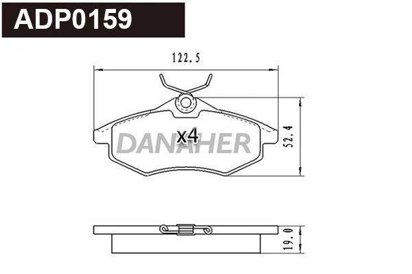Kit de plaquettes de frein, frein à disque DANAHER ADP0159