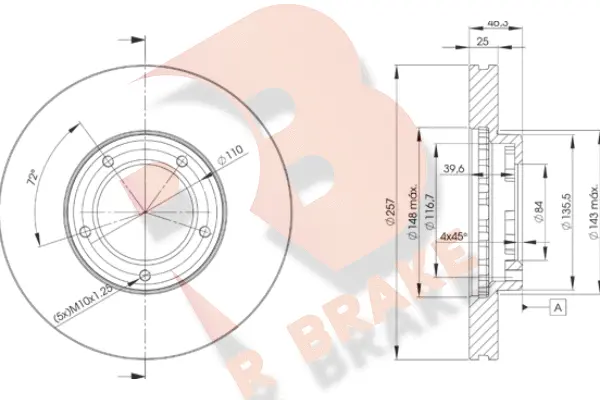 Disque de frein R BRAKE 78RBD25180