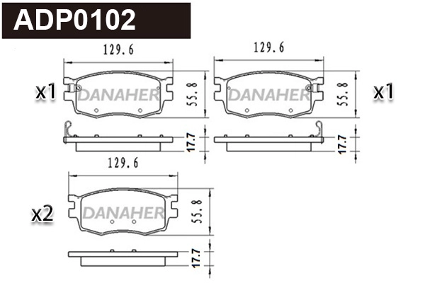 Kit de plaquettes de frein, frein à disque DANAHER ADP0102