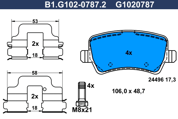 Kit de plaquettes de frein, frein à disque GALFER B1.G102-0787.2