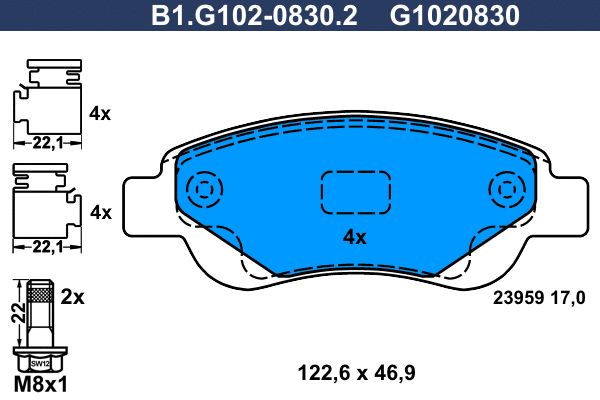 Kit de plaquettes de frein, frein à disque GALFER B1.G102-0830.2