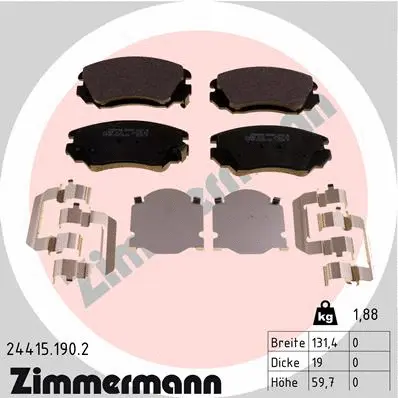 Kit de plaquettes de frein, frein à disque ZIMMERMANN 24415.190.2