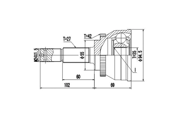 Jeu de joints, arbre de transmission DYNAMATRIX DCV841137