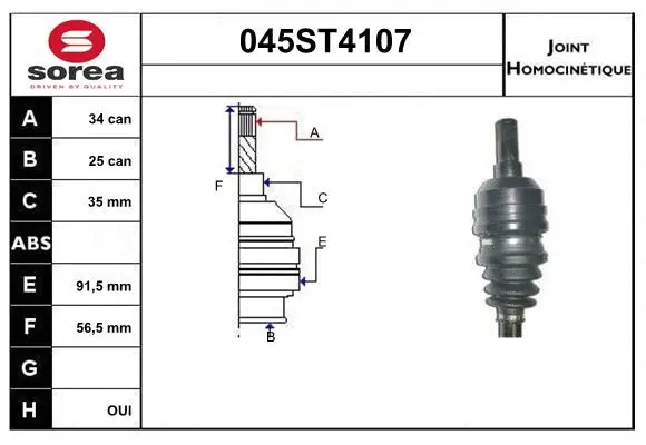 Jeu de joints, arbre de transmission STARTCAR 045ST4107