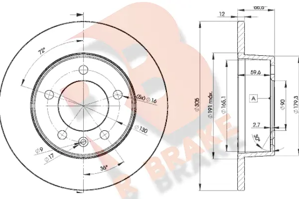 Disque de frein R BRAKE 78RBD21410