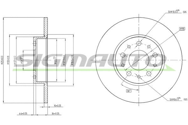 Disque de frein SIGMAUTO DBC286S