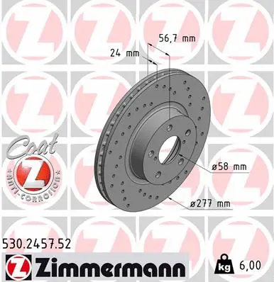 Disque de frein ZIMMERMANN 530.2457.52