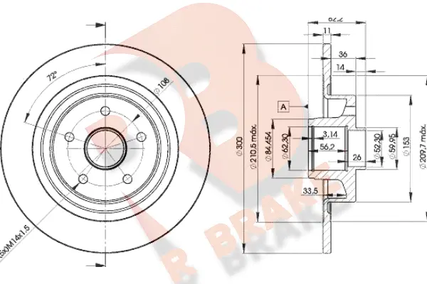 Disque de frein R BRAKE 78RBD14108