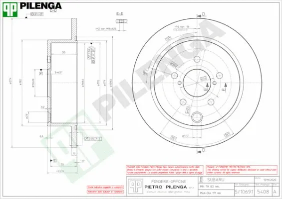 Disque de frein PILENGA 5408