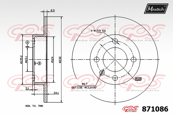 Disque de frein MAXTECH 871086