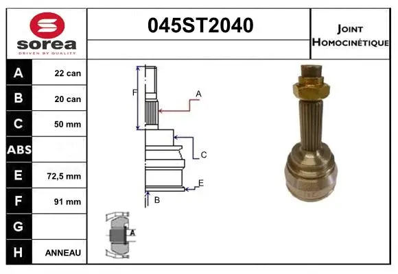 Jeu de joints, arbre de transmission STARTCAR 045ST2040