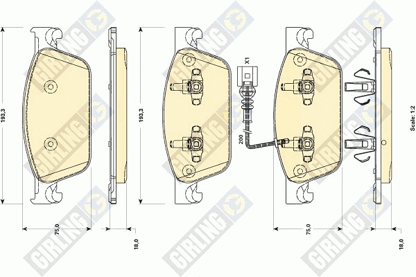 Kit de plaquettes de frein, frein à disque GIRLING 6118872