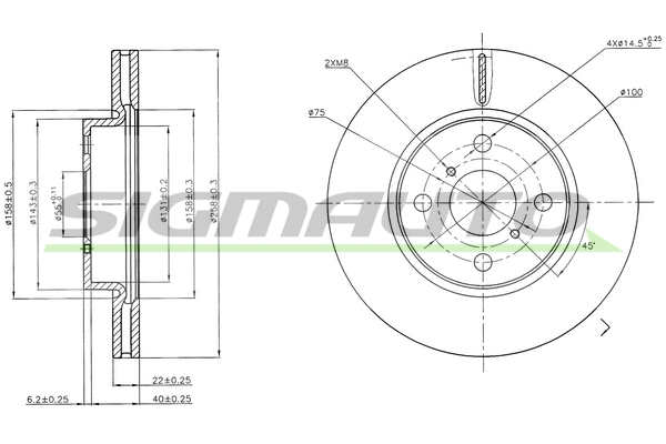 Disque de frein SIGMAUTO DBB587V