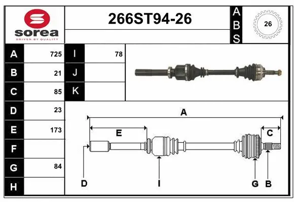 Arbre de transmission STARTCAR 266ST94-26