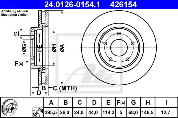 Disque de frein ATE-APAC 24.0126-0154.1