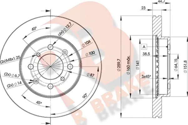 Disque de frein R BRAKE 78RBD21704