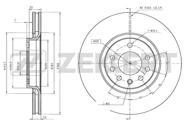 Disque de frein ZEKKERT BS-5294B