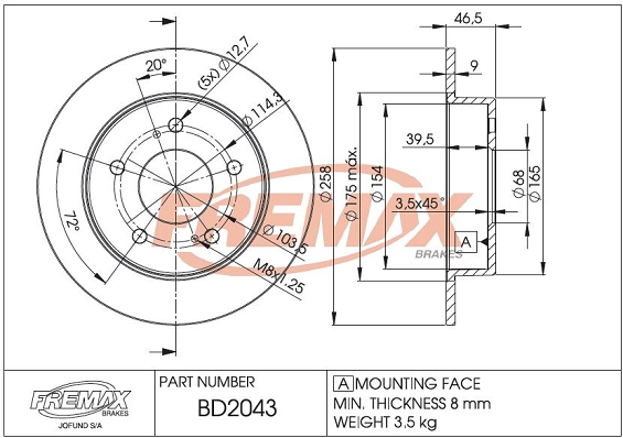 Disque de frein FREMAX BD-2043
