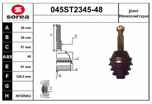 Jeu de joints, arbre de transmission STARTCAR 045ST2345-48
