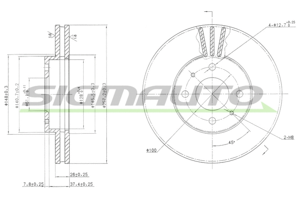 Disque de frein SIGMAUTO DBA716V