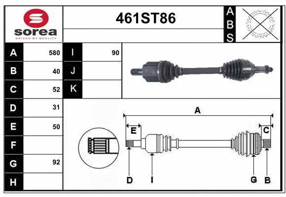 Arbre de transmission STARTCAR 461ST86
