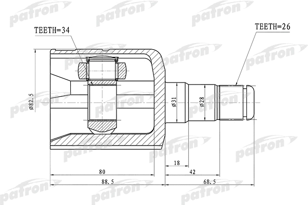 Jeu de joints, arbre de transmission PATRON PCV1305
