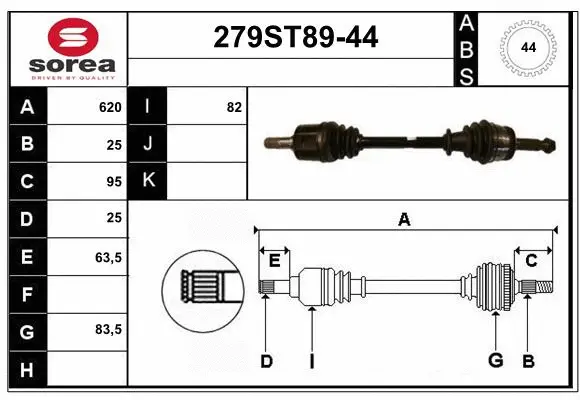 Arbre de transmission STARTCAR 279ST89-44