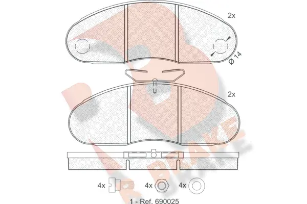 Kit de plaquettes de frein, frein à disque R BRAKE RB0834