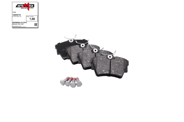 Kit de plaquettes de frein, frein à disque AUTOMEGA 120049110