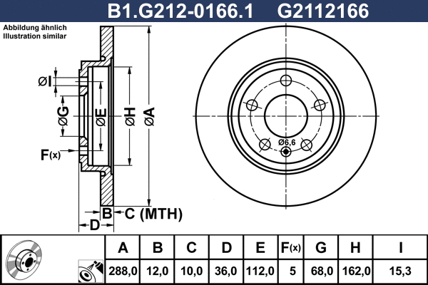 Disque de frein GALFER B1.G212-0166.1