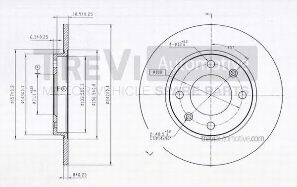 Disque de frein TREVI AUTOMOTIVE BD1061